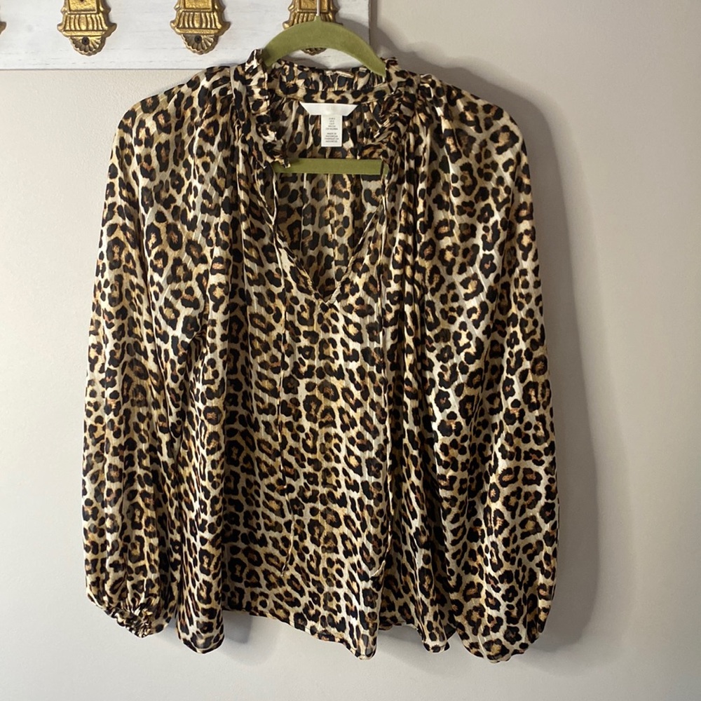 Sheer leopard print blouse